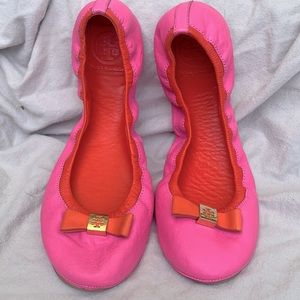 Tory Burch ballet flats fire orange/pink size 11